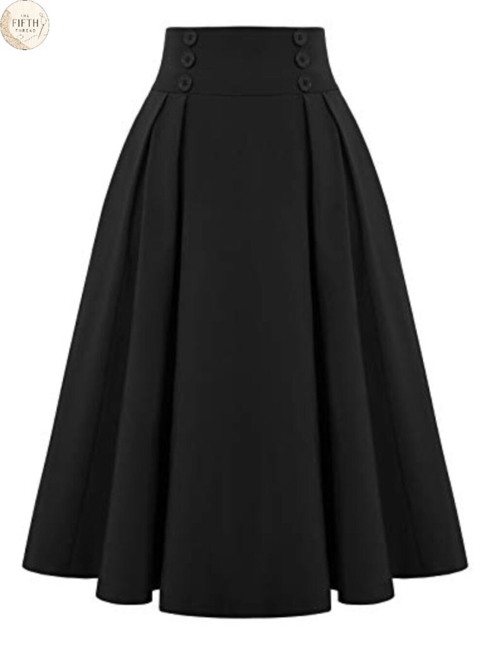 Pleated Midi A-Line Skirt Elastic Waist Pockets Flared Silhouette